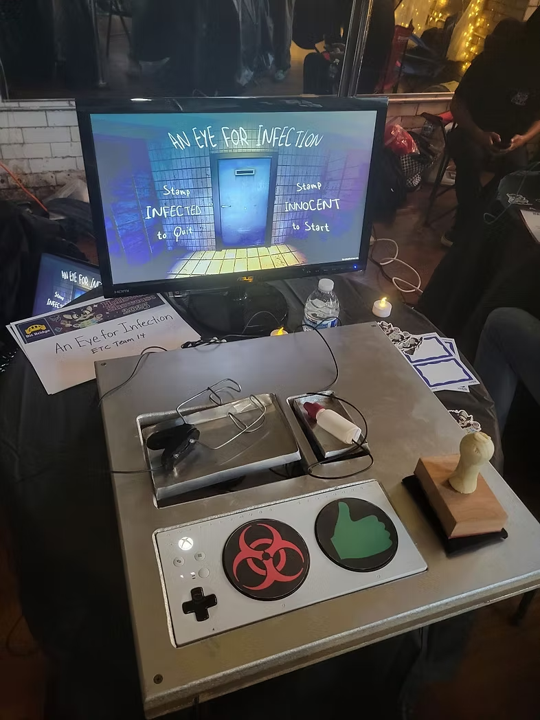 An Eye for Infection - Exhibition setup with custom controller