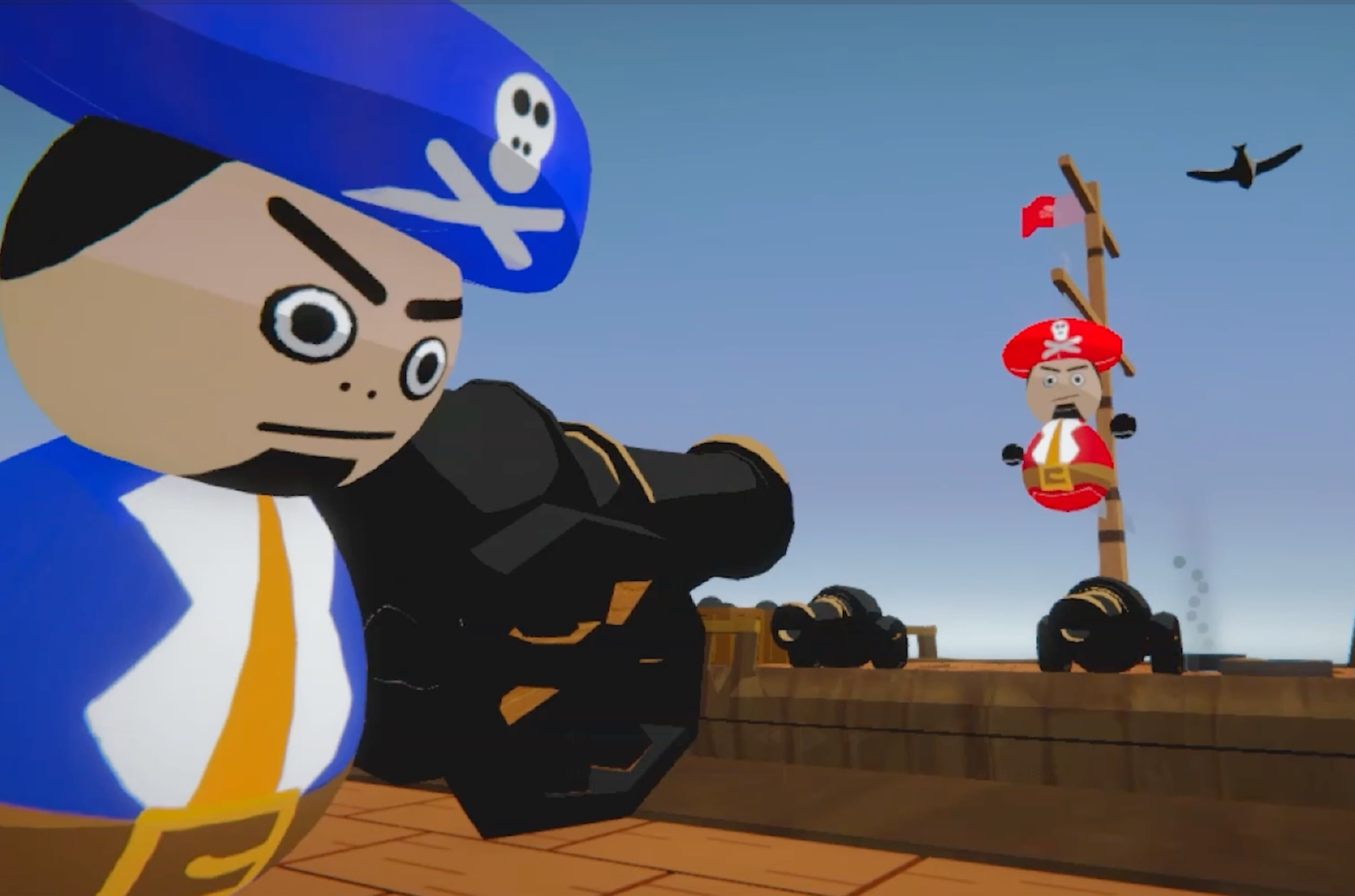Cannon gameplay with toon-shaded pirates