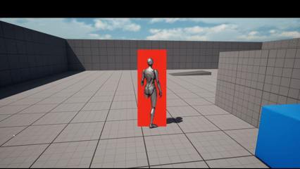 Debug view showing screen space bounds as red rectangle