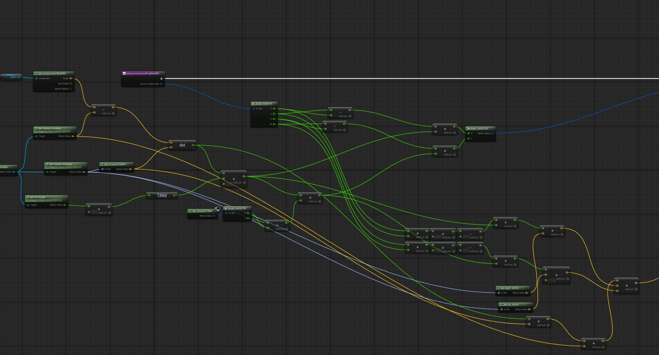 Blueprint for calculating world position from screen bounds