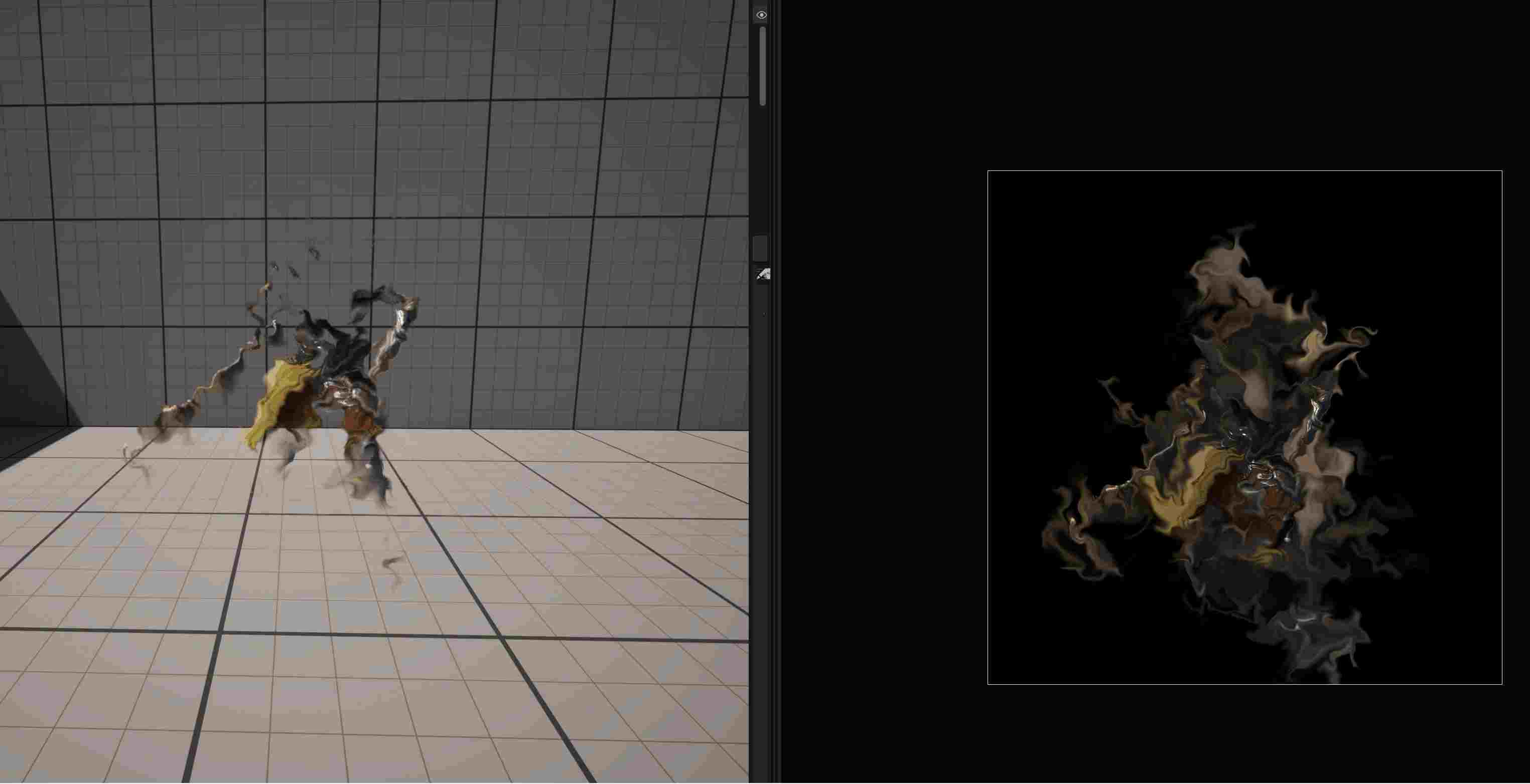 Fluid dissolve with render target preview